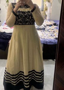 Elegant Cream & Black Anarkali