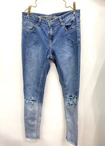 Straight Fit Mildly Distressed Jeans