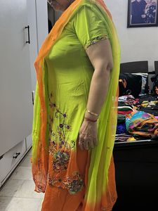 Orange And Green Suit Set