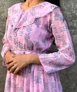 Pink Floral Print Dress
