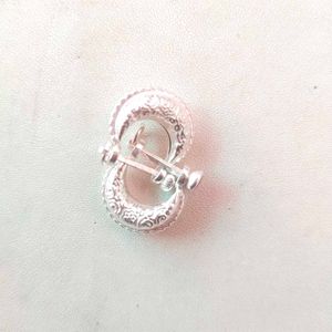 Handcrafted Silver Blue Dimond Bali Stud Earrings