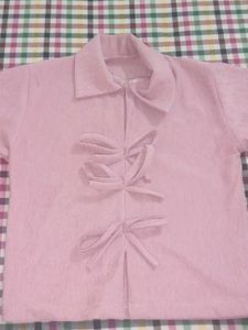 Cute Pink Bow-Front Top