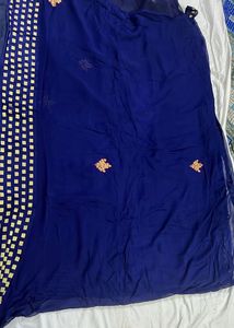 Elegant Navy Blue Saree with Embellishments