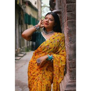 Yellow Floral Saree