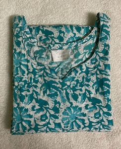 Blue Printed Short Kurti 🪷 (pure Cotton)