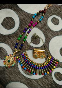 Dupata &amp; 2 Necklace &amp; Earrings