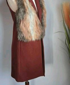 Zara Faux Fur Wool Blend Vest
