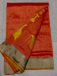 Elegant Orange Silk Saree