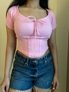 Pink Bow Corset Top