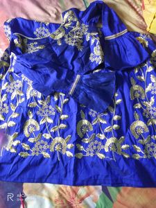 fabric silk blue lehnga