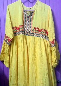 ₹350 Yellow Embroidery Gown Frock