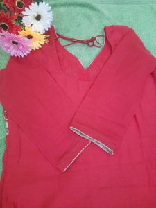 Red Embroidered Kurti