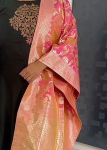 Olive Green Long Frock Along With Dupatta