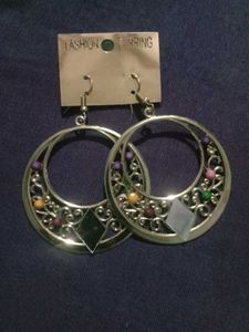 Hoop Earrings with Colorful Beads