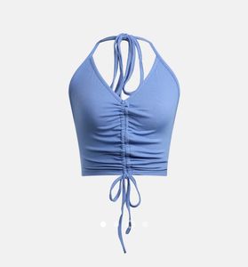 Blue Halter Tie Crop Top