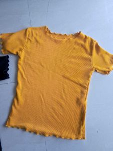 Combo Of Black &amp; Yellow Ribbed Top