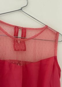 Coral Dress with Sheer Detail