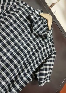 Black White Grey Check Print Shirt For 40 Chest