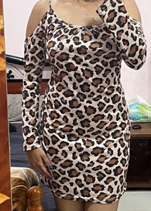 Leopard Print Cold Shoulder Dress