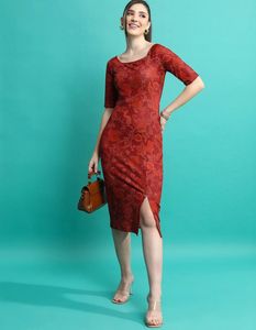 Floral bodycon dress with slit