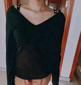 Fig Black Ribbed Top