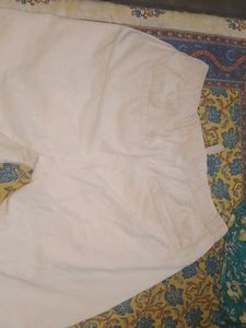 Beige Linen Blend Pants