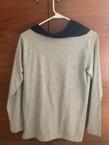 Gray &amp; Black Cowl Neck Long Sleeve