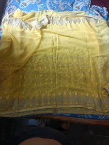 Yellow Embroidered Saree