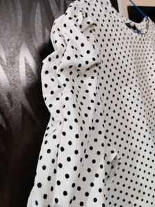 Polka Dot Puff Sleeve Top