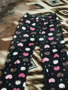 Cute Heart & Cat Print Pajama Pants and hoodie