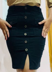 Black Button Down Pencil Skirt