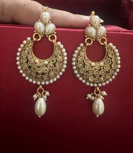 Beautiful Pearl And Stones Earrings
