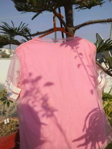 Pink Top with Mesh Sleeves