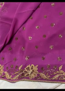Magenta Saree Without Blouse
