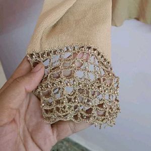 Beige V-Neck Knit Top