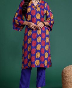 Floral Print Flared Sleeve Kurta With Trouser
