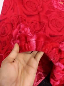 Red Velvet King Size Elastic Bedsheet