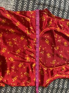 Red Floral Print Rajputi Poshak