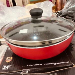 My Cook 24cm Red Wok with Glass Lid