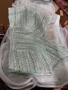 Sea green fril lehenga