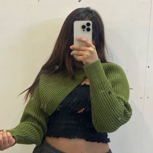 green cutout cropped sweater perfect for creating