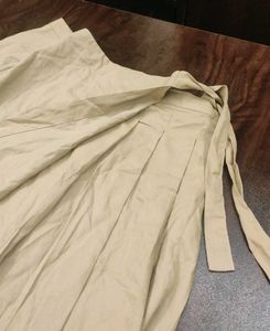 Korean Beige Wrap Mini Skirt