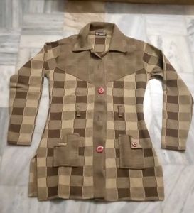 Vintage Checkered Coat Sweater