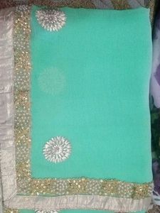 Green Embellished Saree
