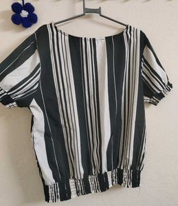 Striped Short Sleeve Blouse