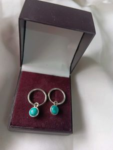 Pure silver Turquoise Hoop