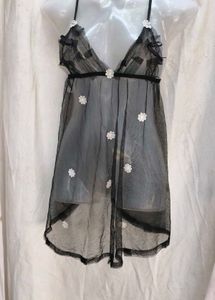 131212. Black Floral Babydoll Lingerie