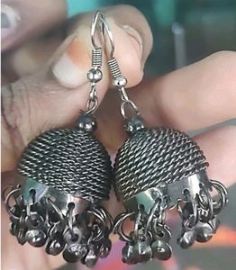 Pattupavadai for girls with black jumka