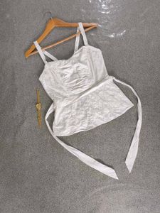 Eyelet Tie-Waist Tank Top