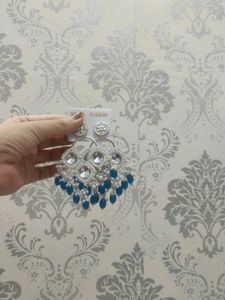 Jhumke Blue Kundan Earrings For Wedding